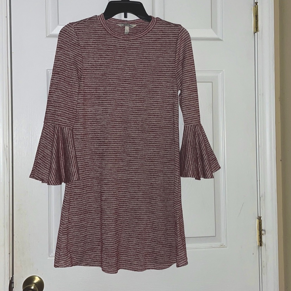 Burgundy and whites striped dress